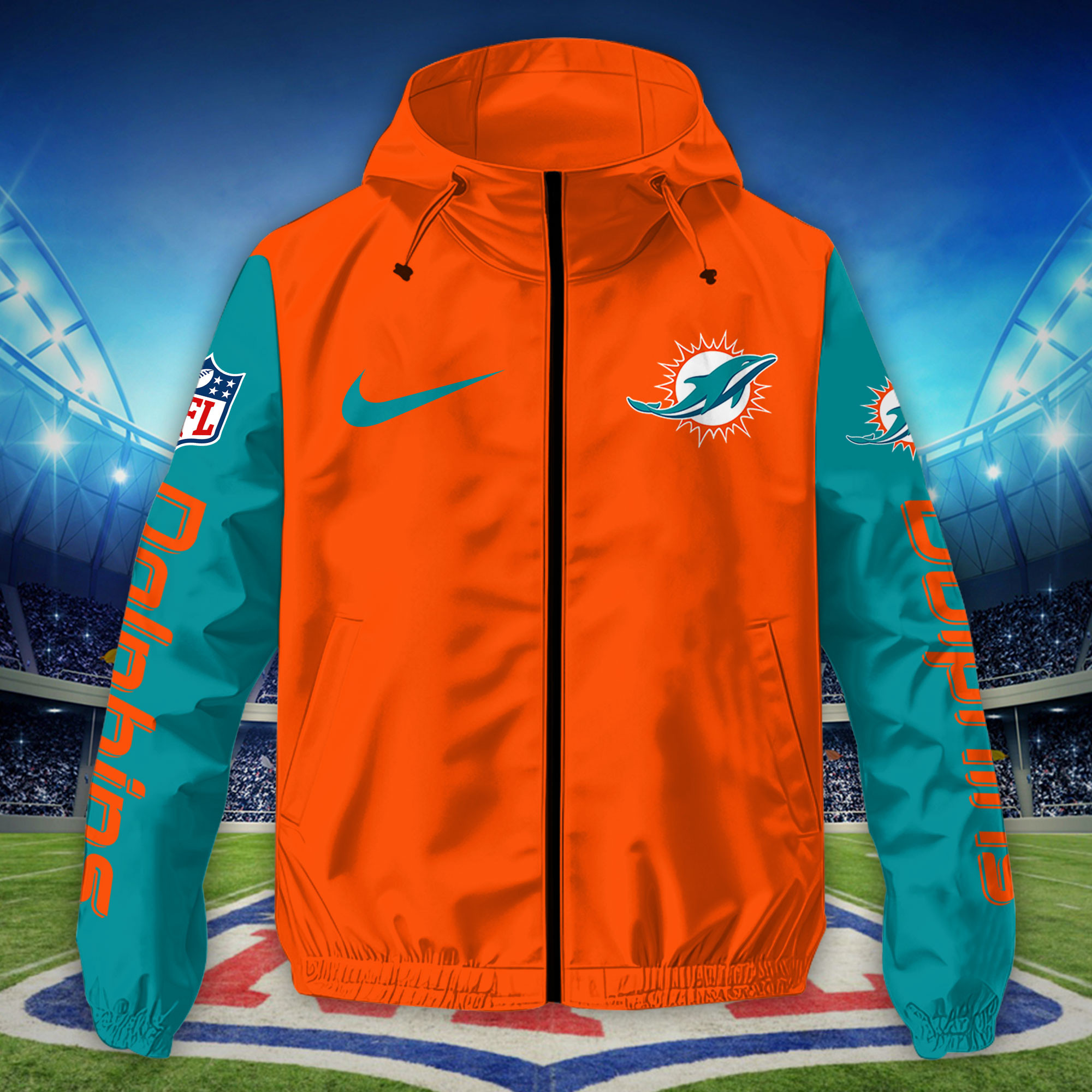 Miami Dolphins Custom Windbreaker Outdoor Jacket Sport Fan Gift PBX4MNS