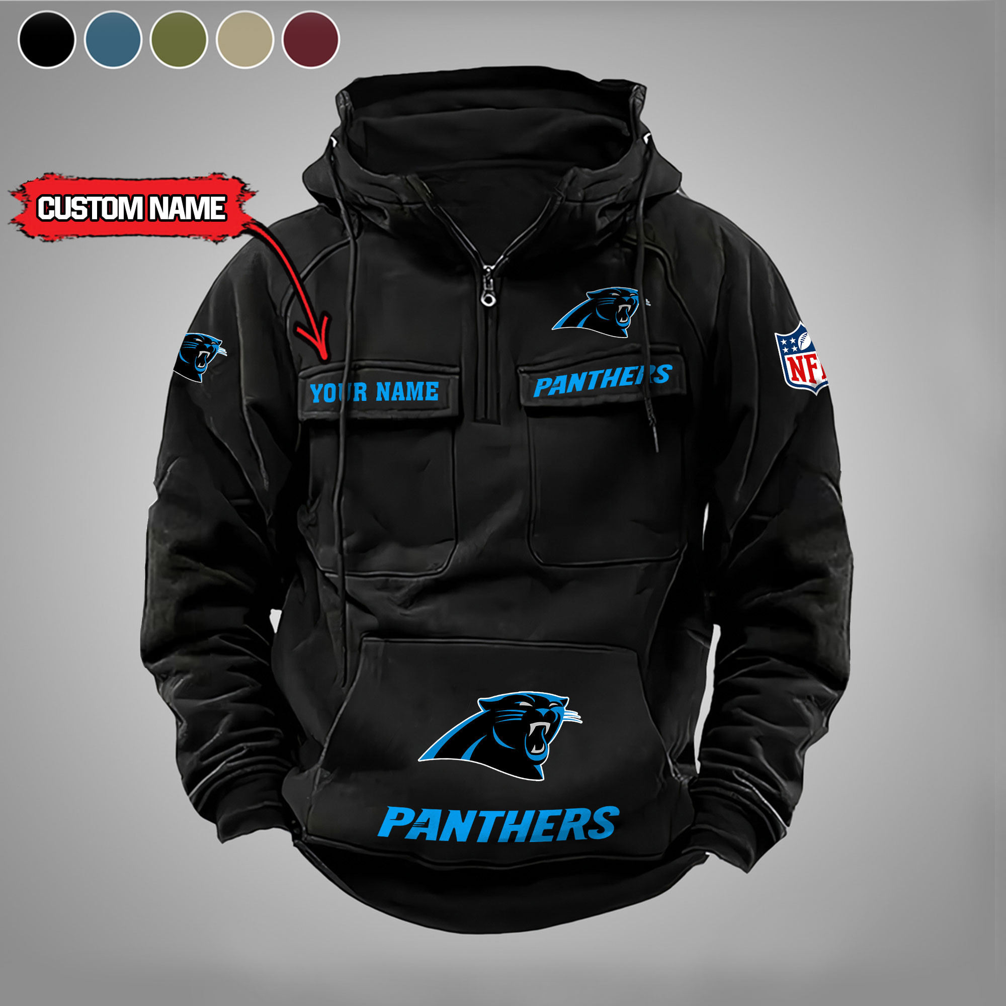Carolina Panthers Vintage Men Hoodie AZVMHD014
