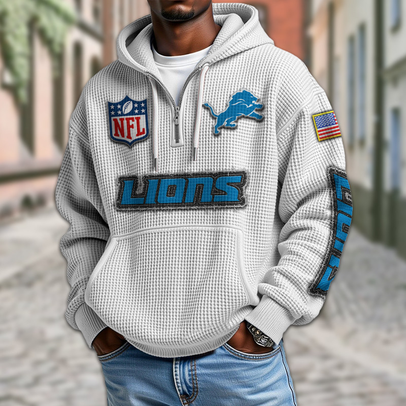 Detroit Lions DMKT0011 Waffle Half Zip Hoodie