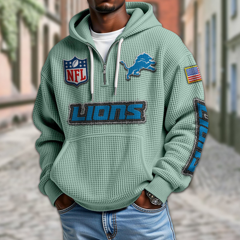 Detroit Lions Waffle Half Zip Hoodie PBU5ZUZ
