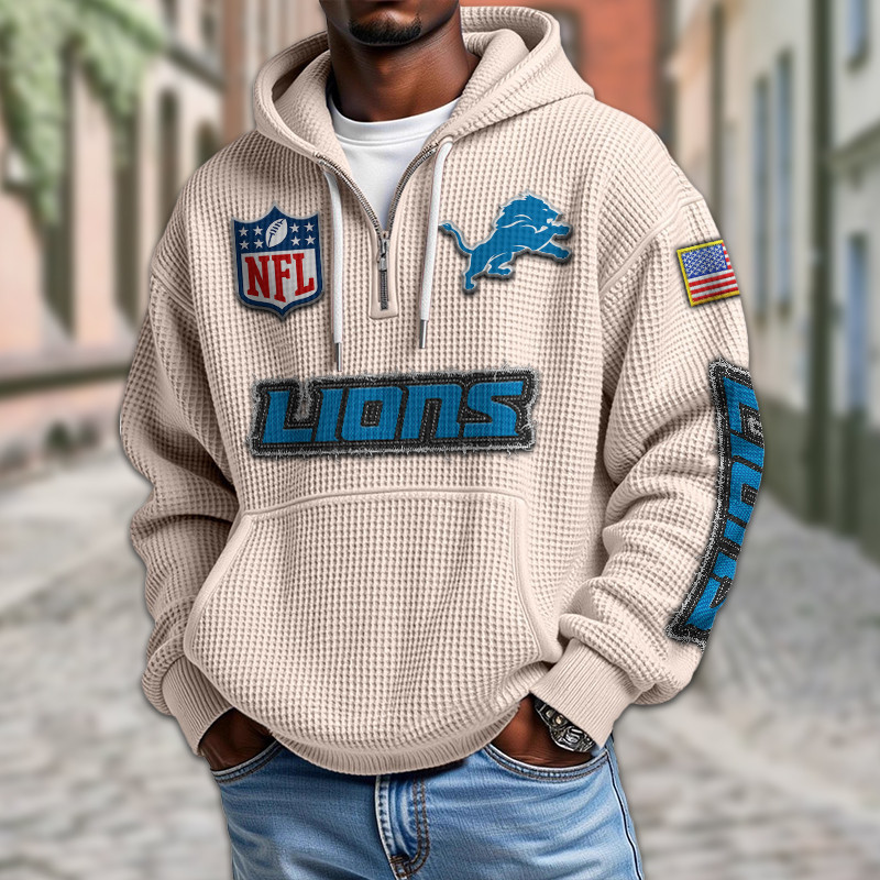 Detroit Lions Waffle Half Zip Hoodie PBU5ZUZ