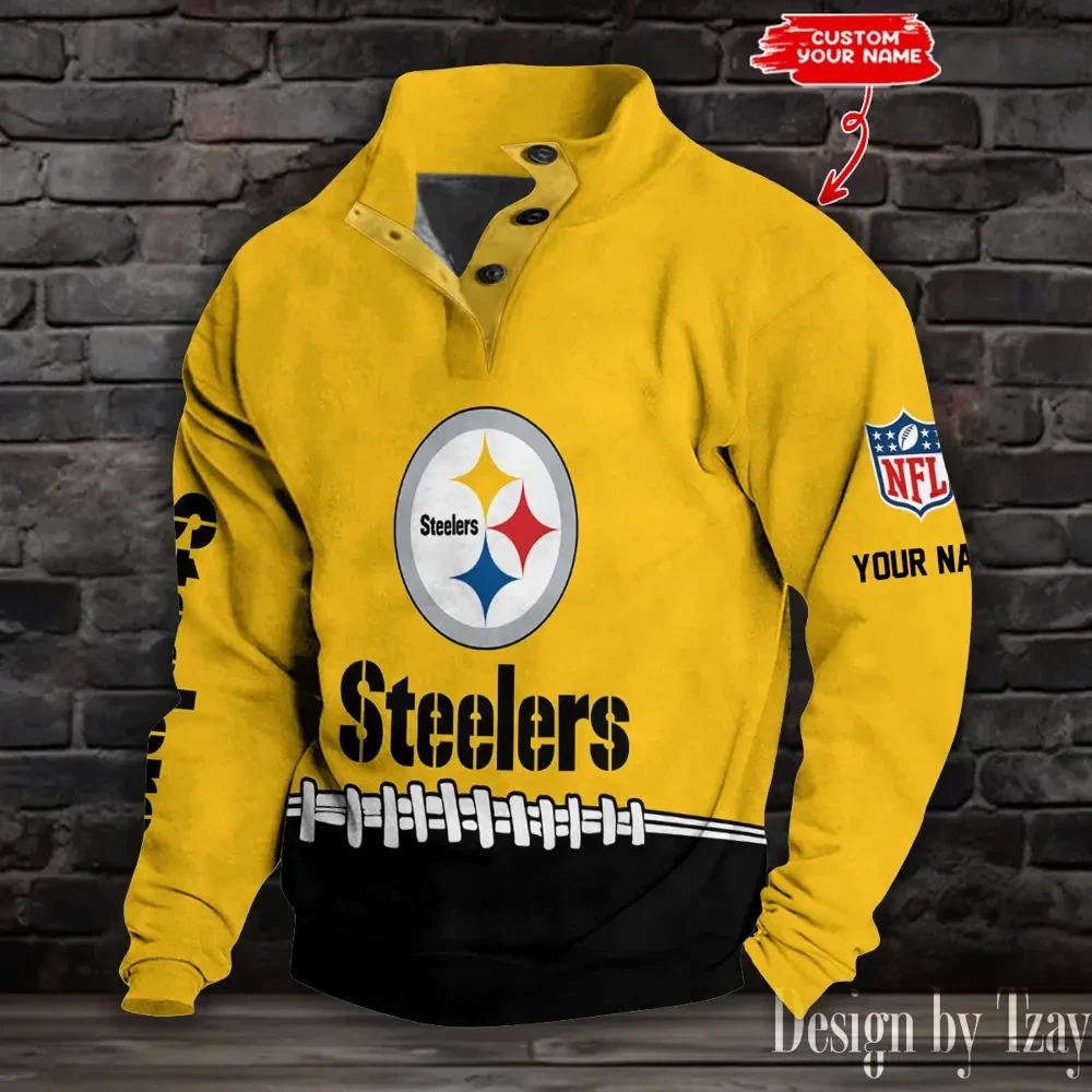 Pittsburgh Steelers Casual Long Sleeve Button Up Sweatshirt S9DBSCH2343