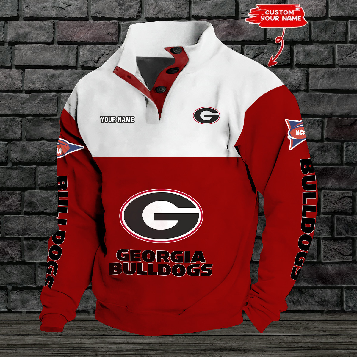 Georgia Bulldogs football Double Breasted Stand Collar Hoodies SPTDTM29120