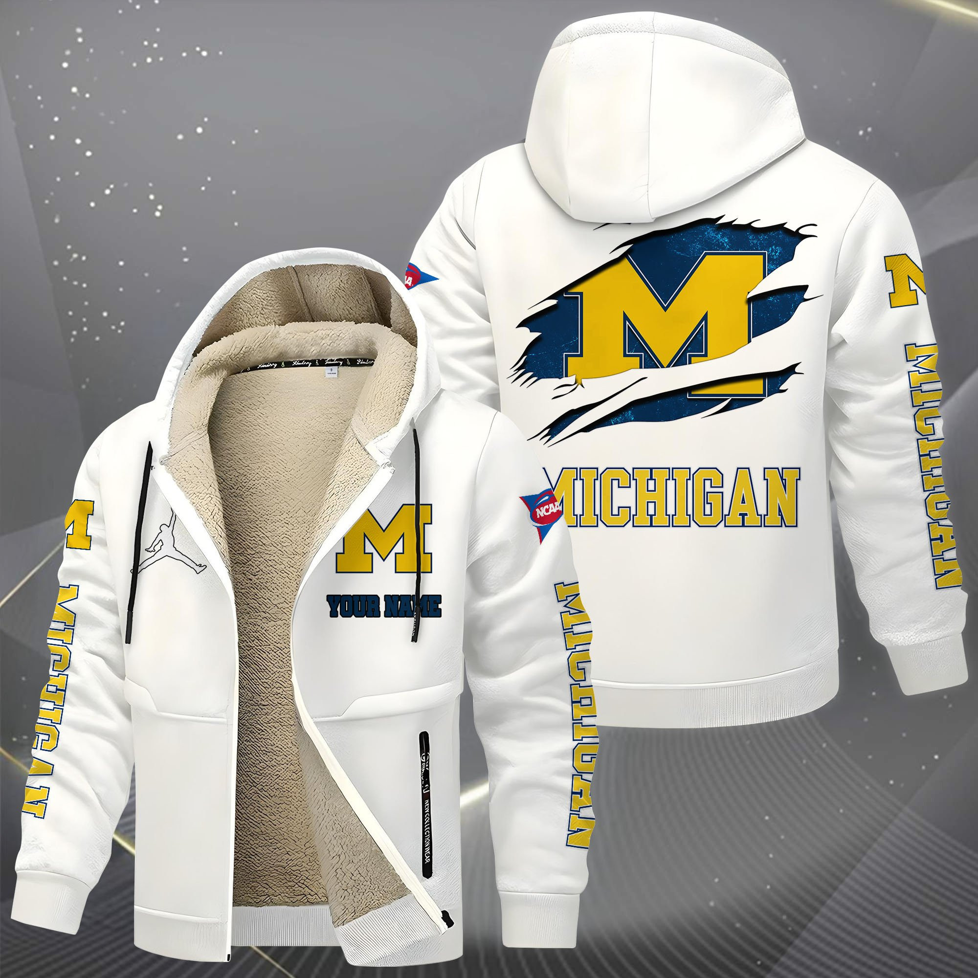 Michigan Wolverines Hoodies Zip Velvet Coat PBJN8PD