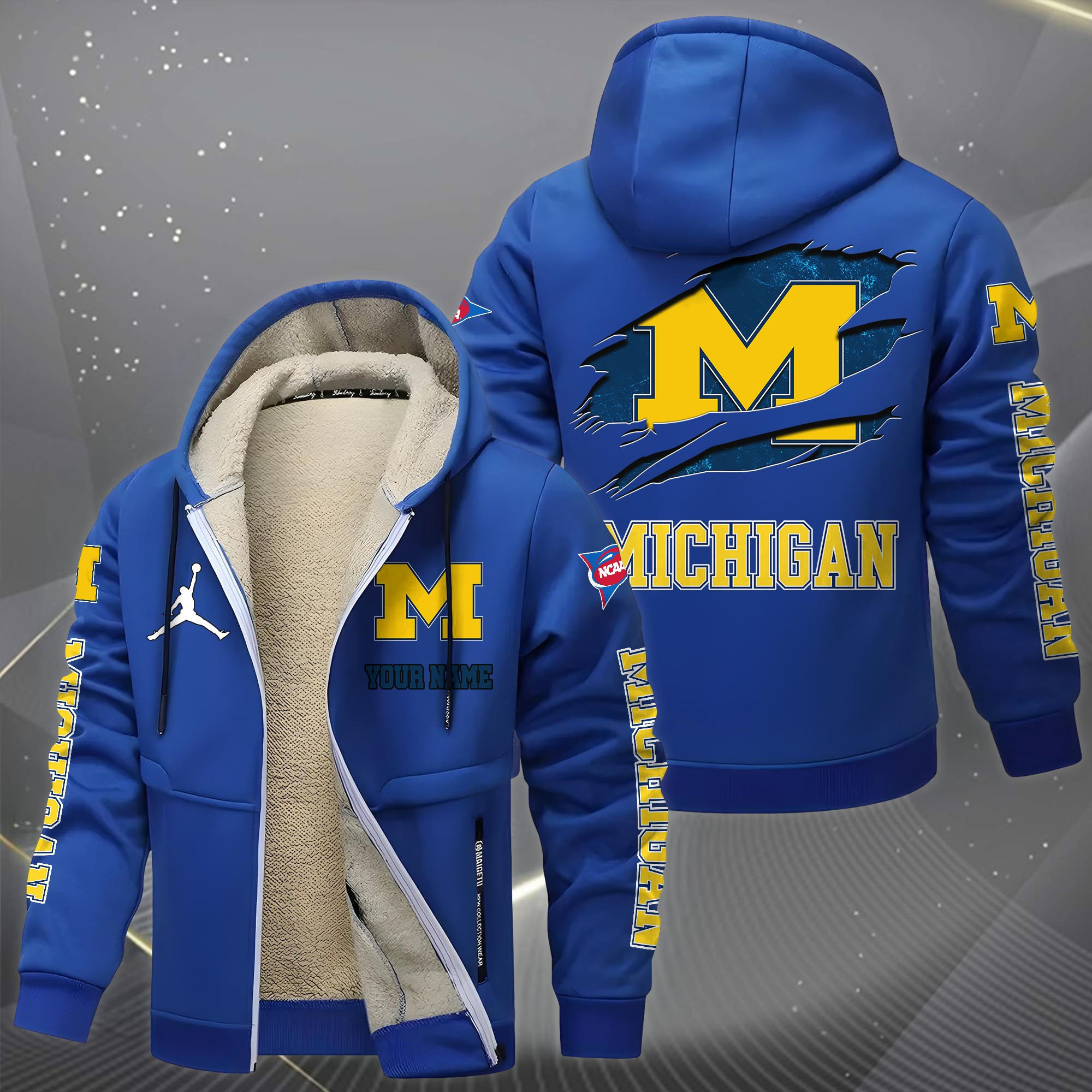 Michigan Wolverines Hoodies Zip Velvet Coat PBJN8PD