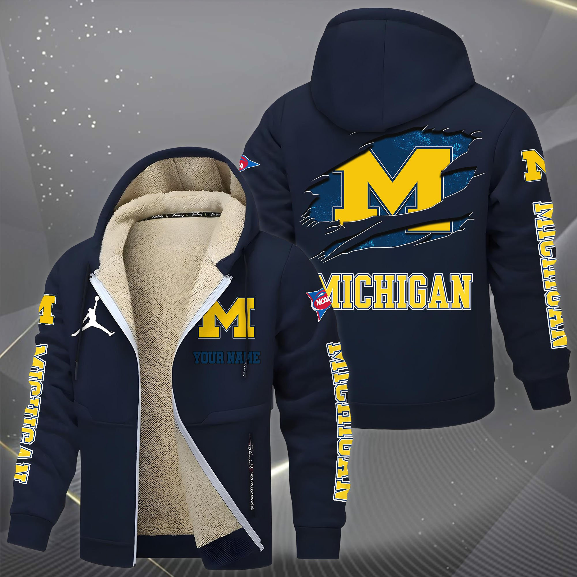 Michigan Wolverines Hoodies Zip Velvet Coat PBJN8PD