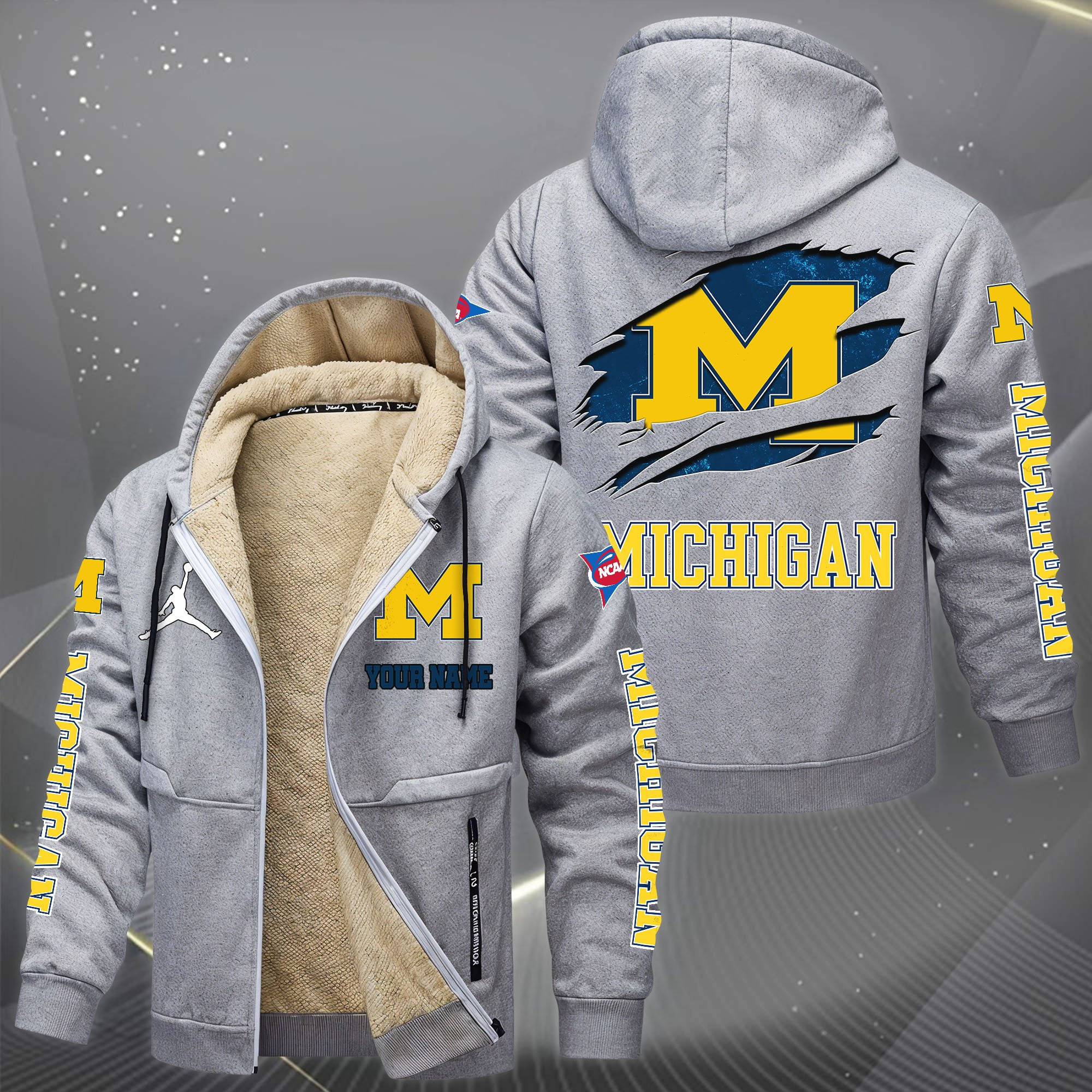 Michigan Wolverines Hoodies Zip Velvet Coat PBJN8PD