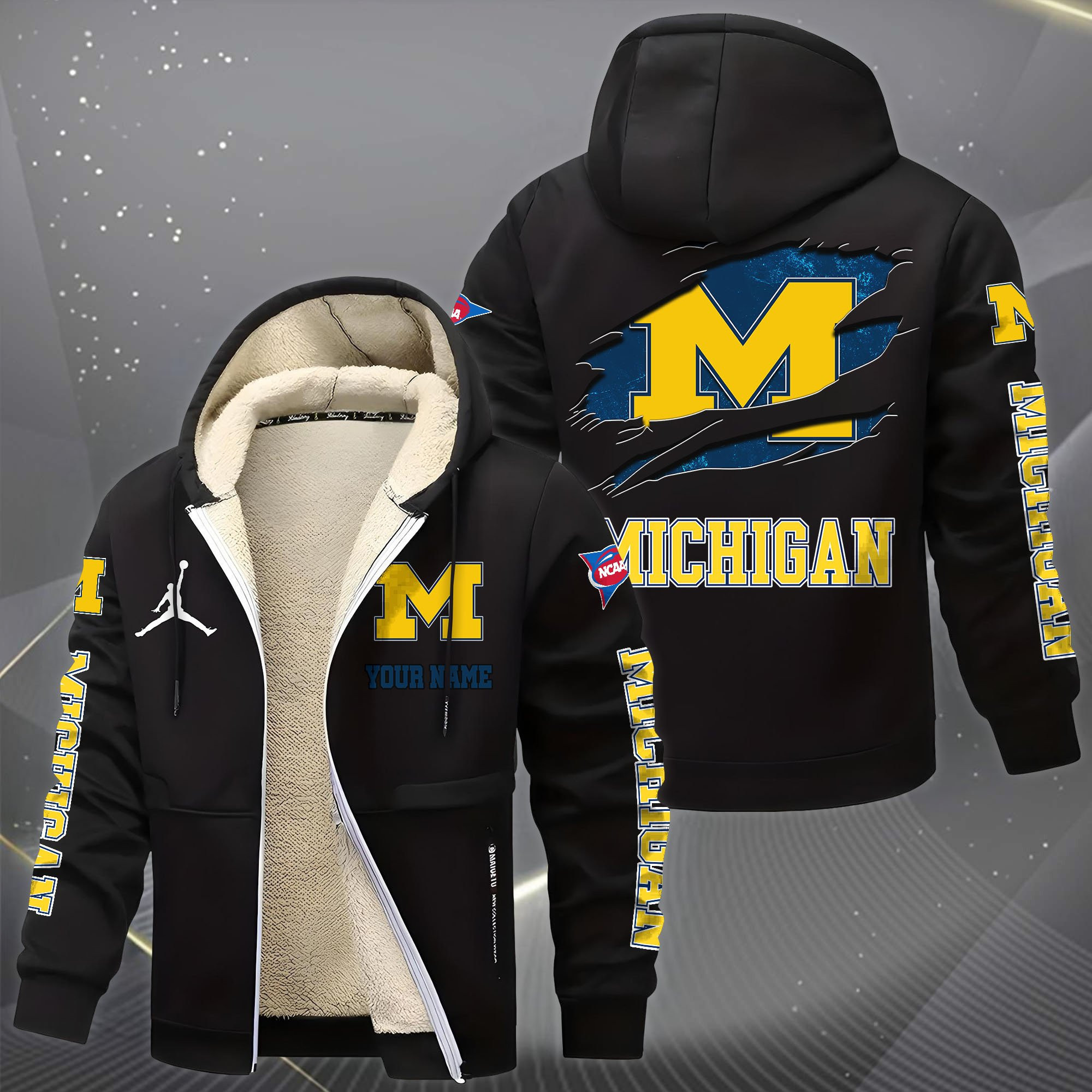 Michigan Wolverines Hoodies Zip Velvet Coat PBJN8PD