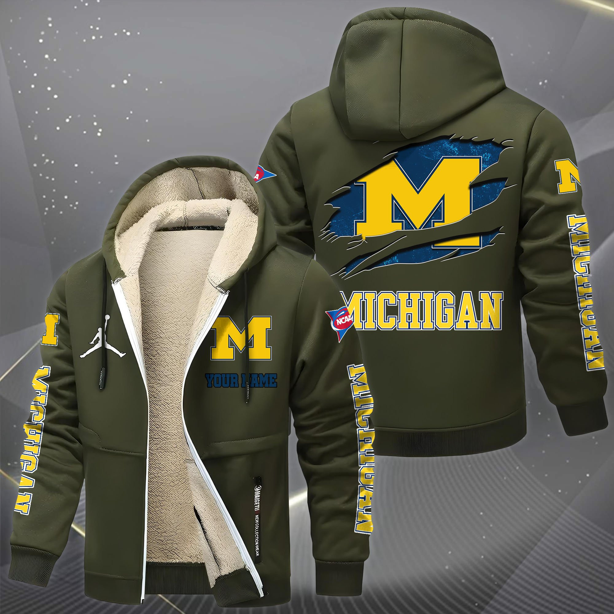 Michigan Wolverines Hoodies Zip Velvet Coat PBJN8PD