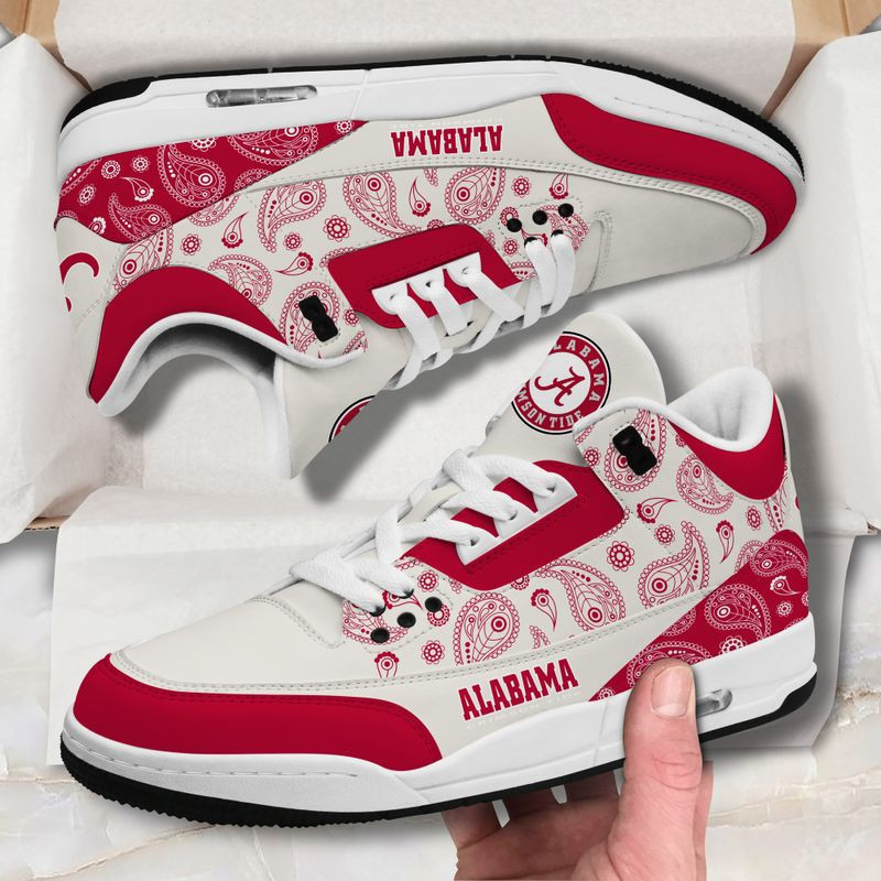 Alabama Crimson Tide Basic White Genuine Leather JD03 Shoes Men and Women AZ33CG