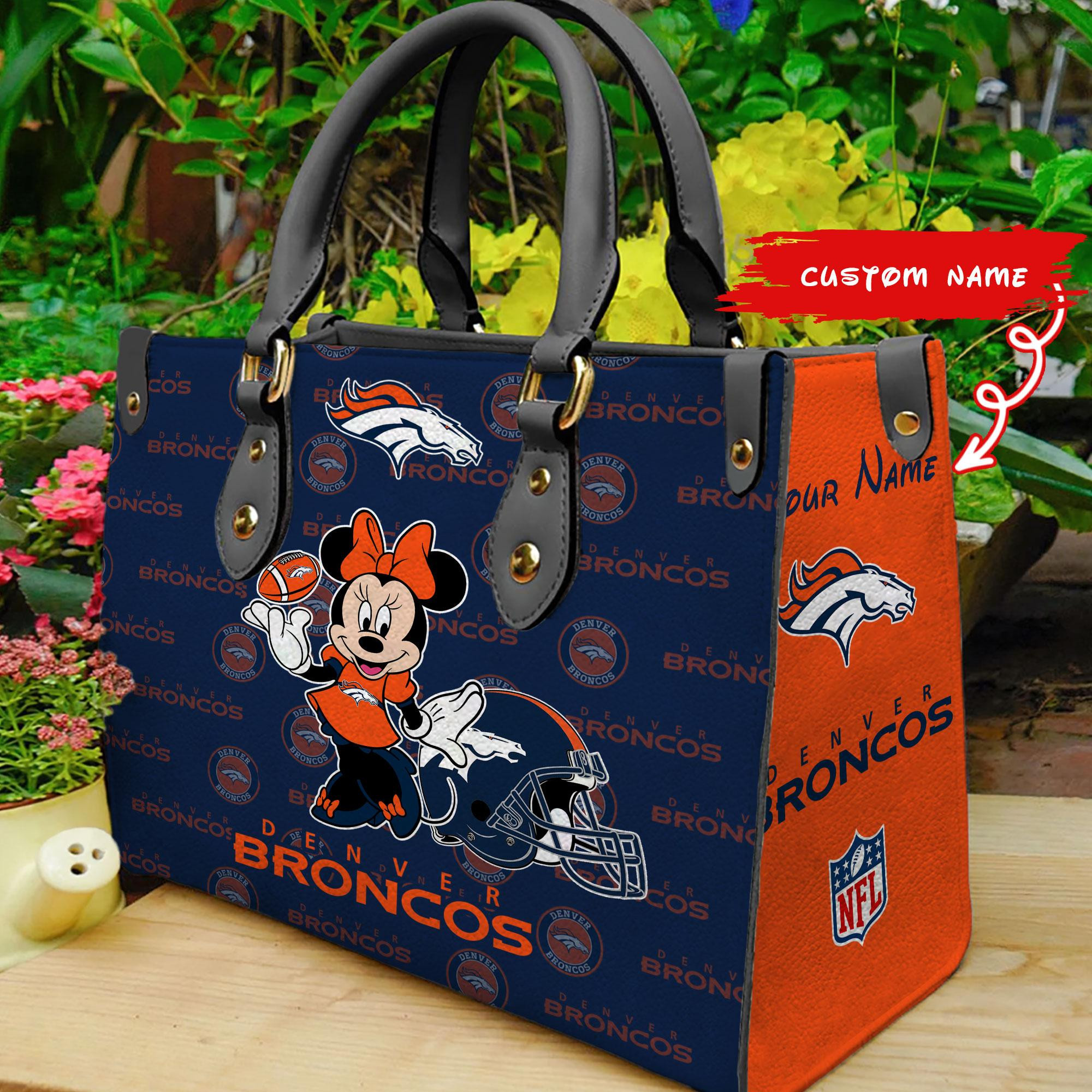 Denver Broncos Personalized Leather Hand Bag BB397