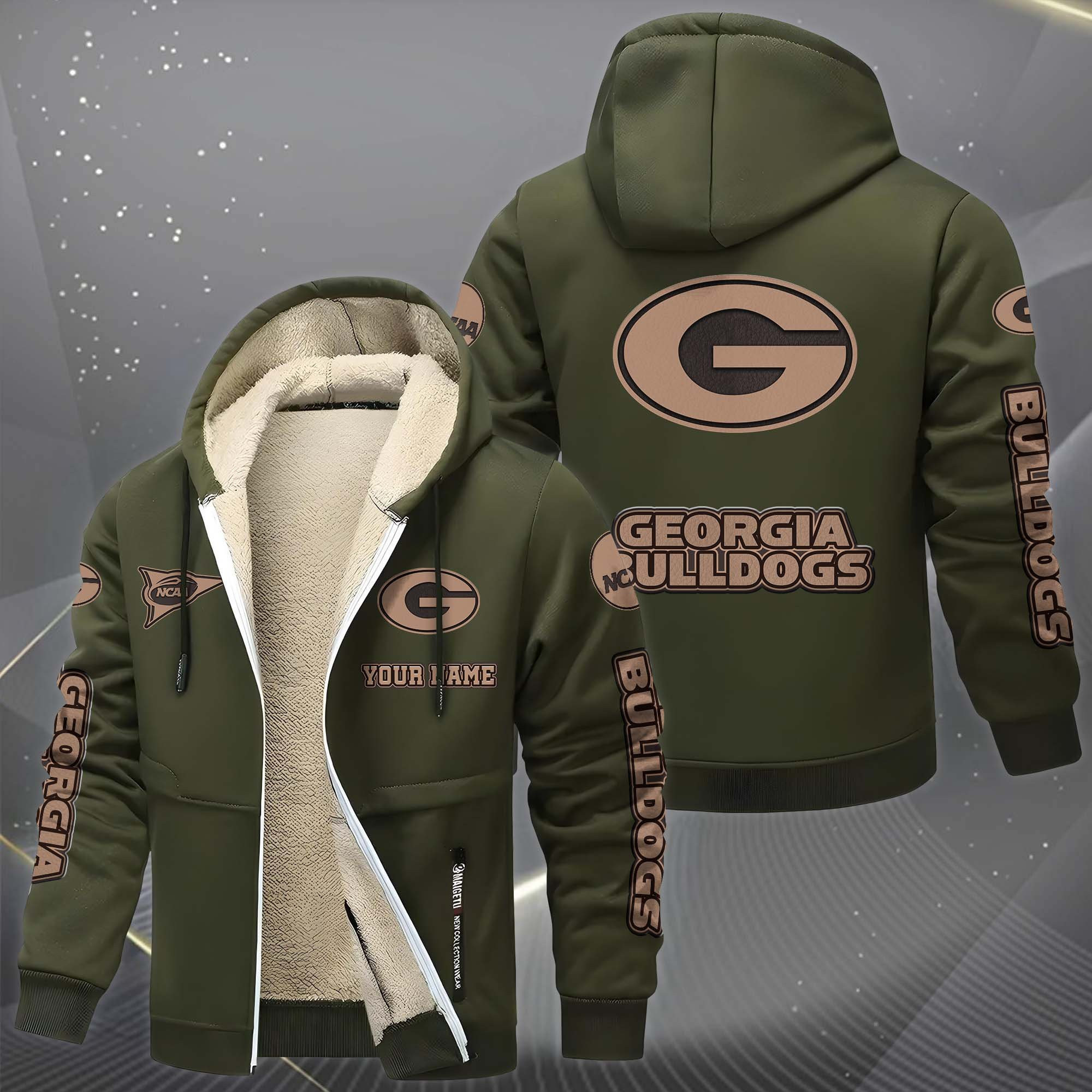 Georgia Bulldogs Hoodie Zip Velvet Coat Custom Your Name, Sport Jacket, Gifts For Fan EHIVM-0102254