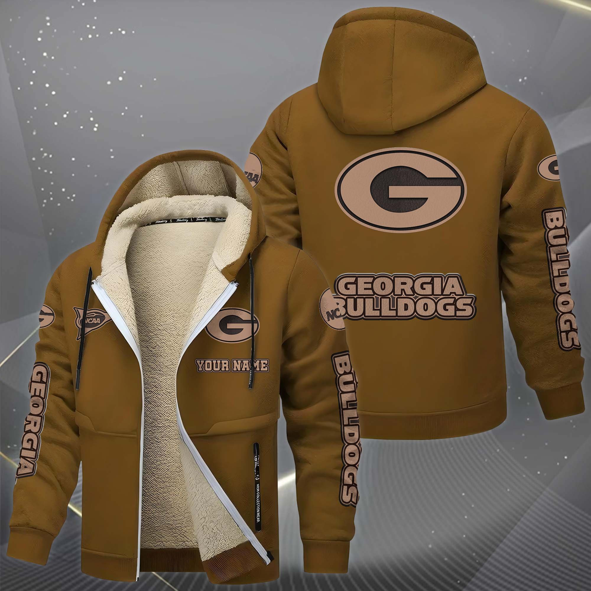 Georgia Bulldogs Hoodie Zip Velvet Coat Custom Your Name, Sport Jacket, Gifts For Fan PBCJRO7