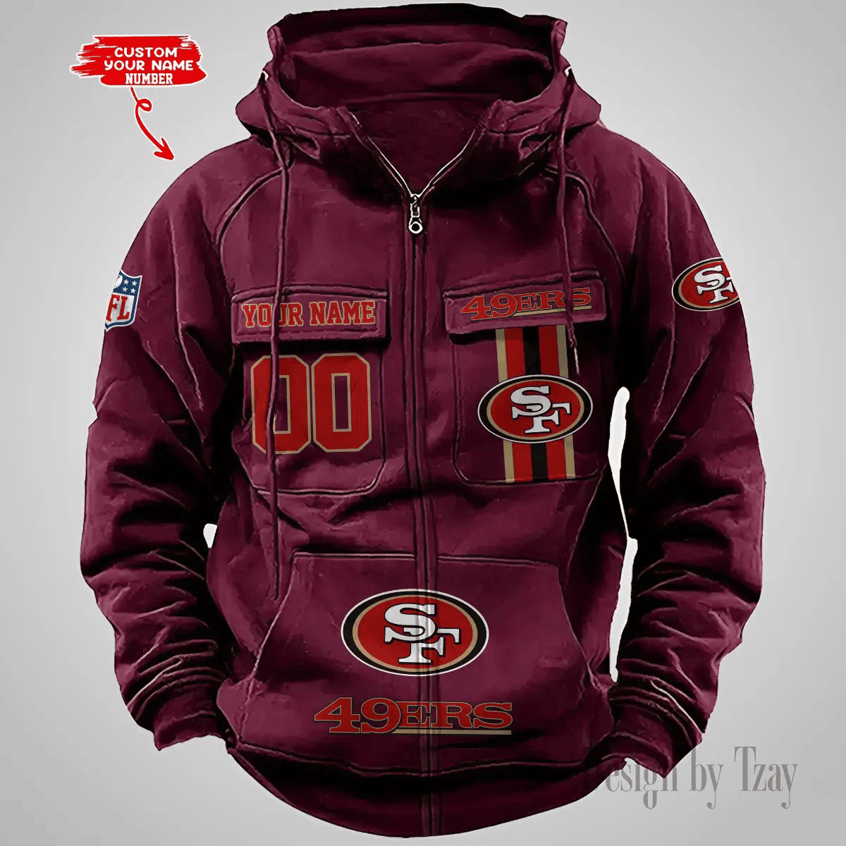 San Francisco 49ers Vintage Men Hoodies Zipup DV6 AZVMHD439