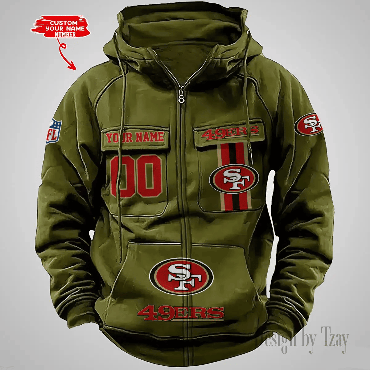 San Francisco 49ers Vintage Men Hoodies Zipup DV6 PBCB2VE