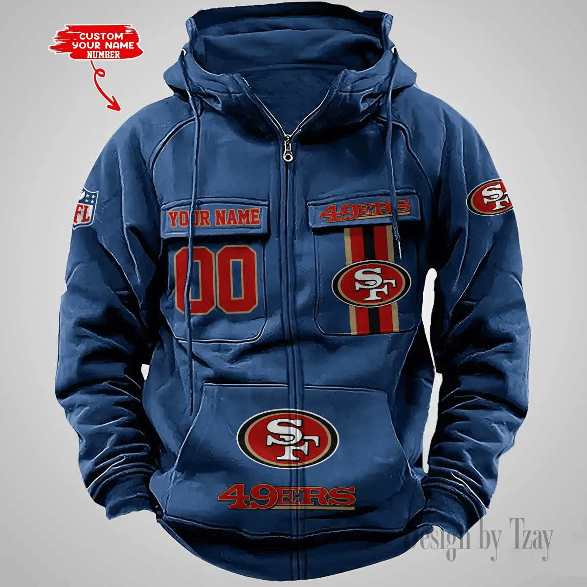 San Francisco 49ers Vintage Men Hoodies Zipup DV6 PBCB2VE