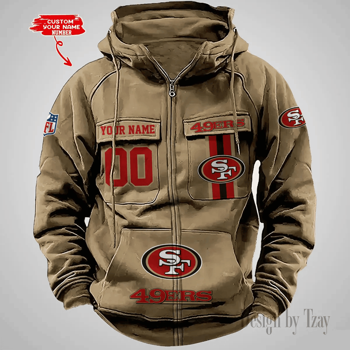 San Francisco 49ers Vintage Men Hoodies Zipup DV6 PBCB2VE