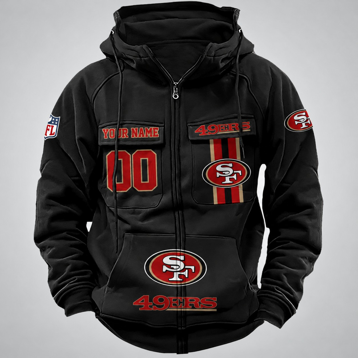 San Francisco 49ers Vintage Men Hoodies Zipup DV6 PBCB2VE