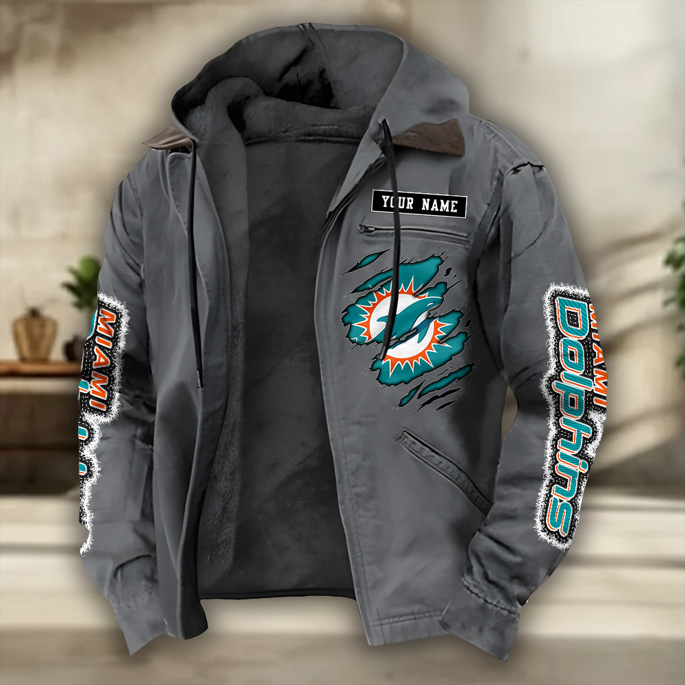 Miami Dolphins Heavyweight Hooded Jacket PBK5RLB