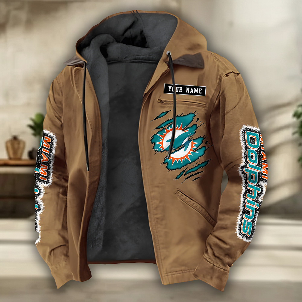 Miami Dolphins Heavyweight Hooded Jacket PBK5RLB
