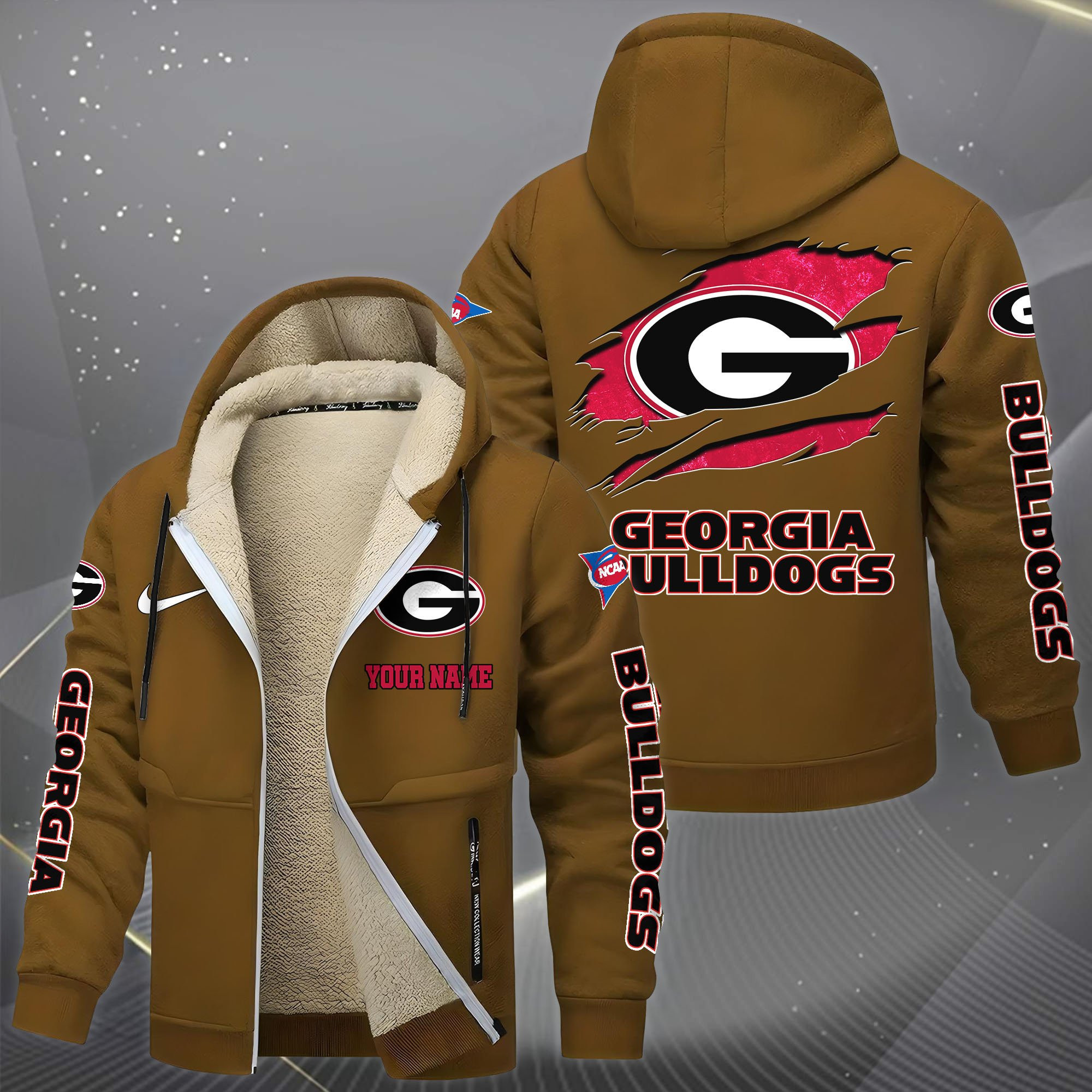 Georgia Bulldogs Hoodie Zip Velvet Coat Custom Your Name, Sport Jacket, Gifts For Fan PBA9HA0