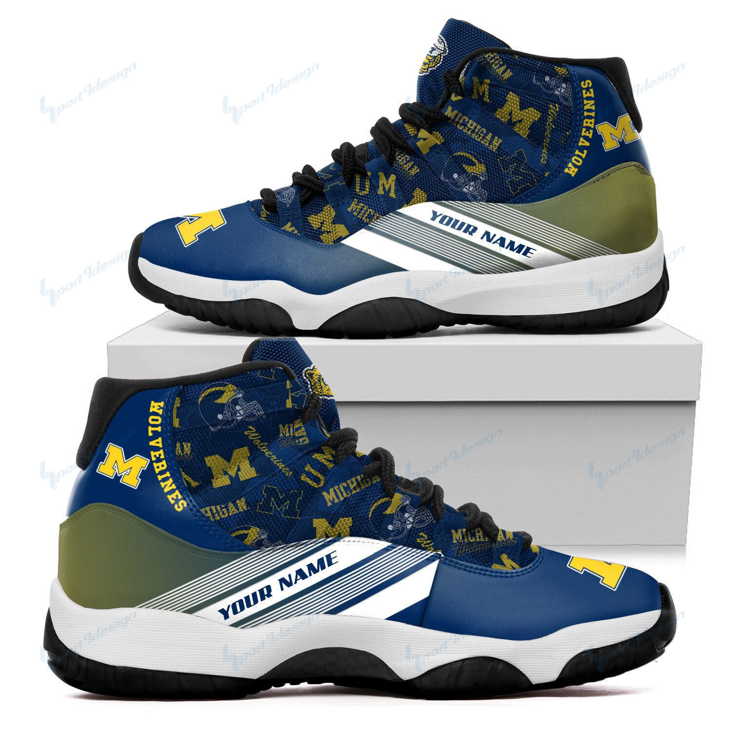 NCAAF Michigan Wolverines (Your Name) Air Jordan 11 Shoes Nicegift A11-L2C7