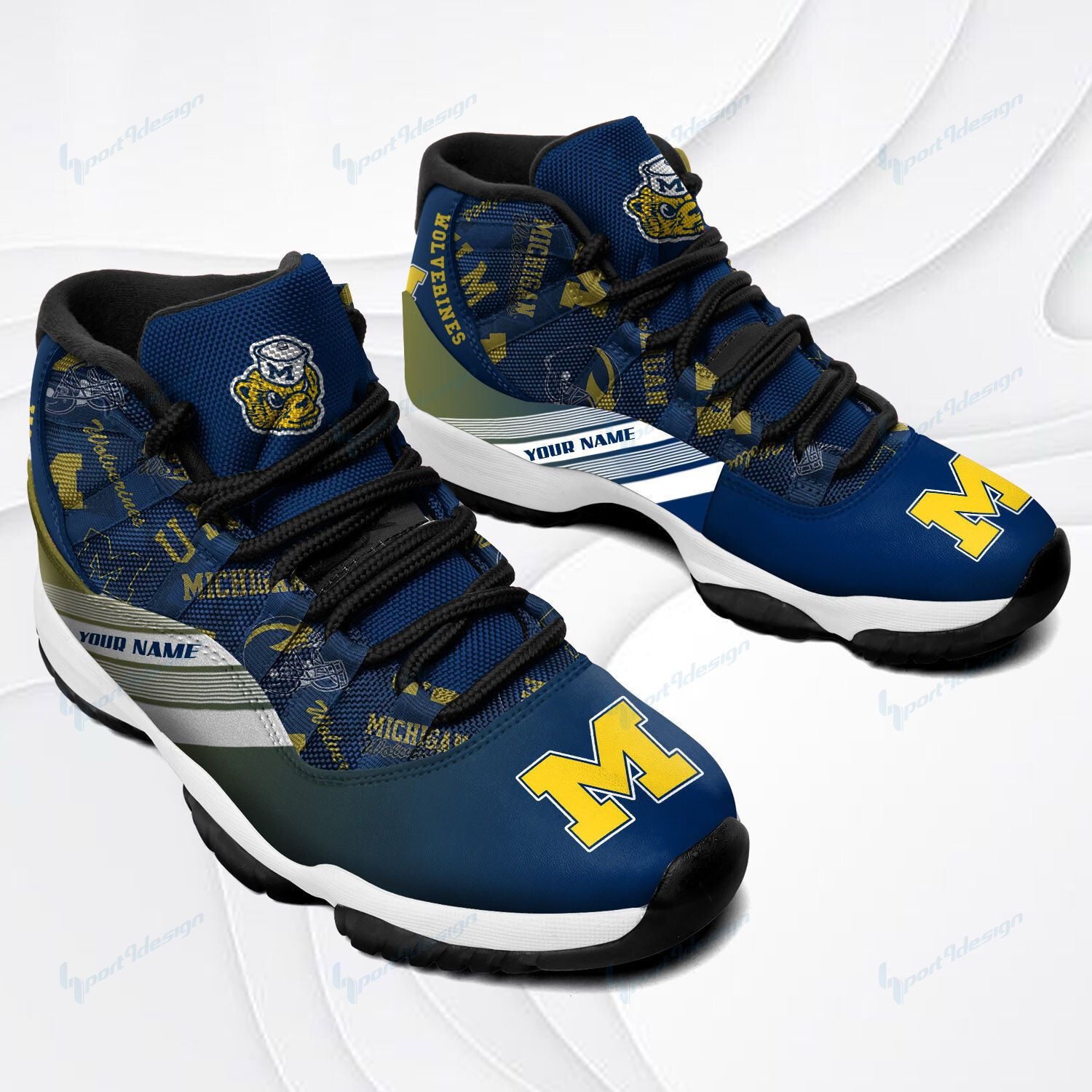 NCAAF Michigan Wolverines (Your Name) Air Jordan 11 Shoes PBME9WE
