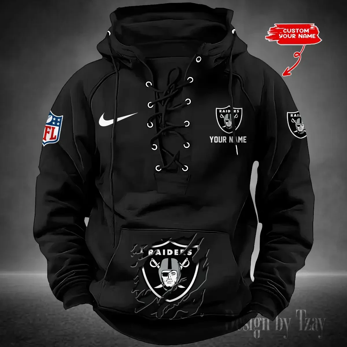 SPTS9HLUH017-Las Vegas Raiders Men's Hooded Lace-up Hoodie