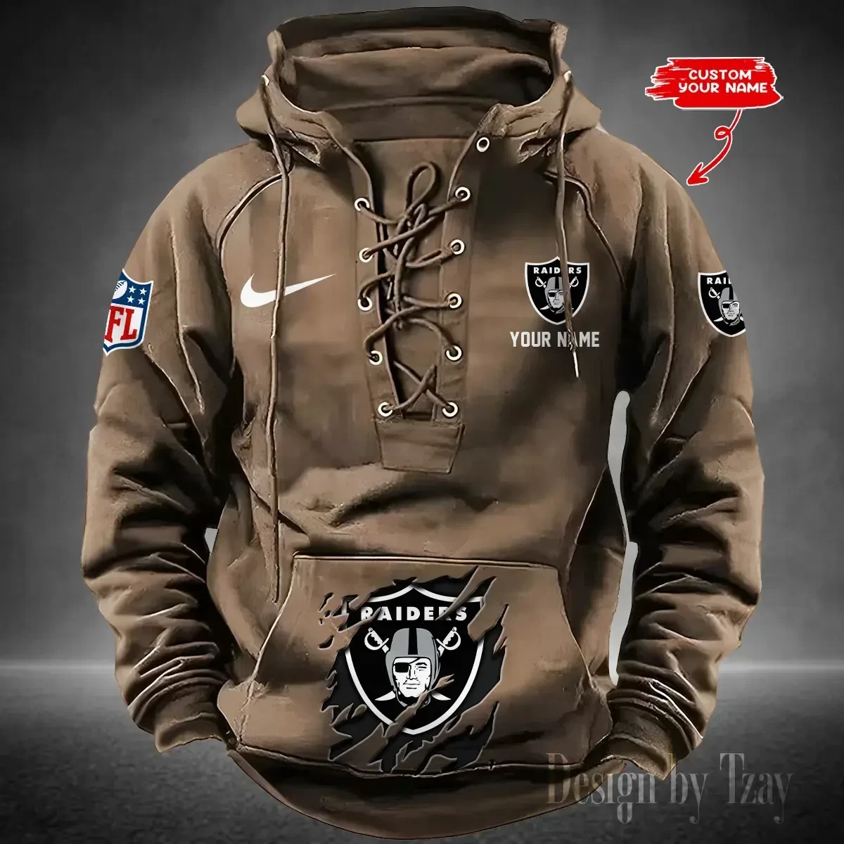 Las Vegas Raiders Men's Hooded Lace-up Hoodie PBGNN2M