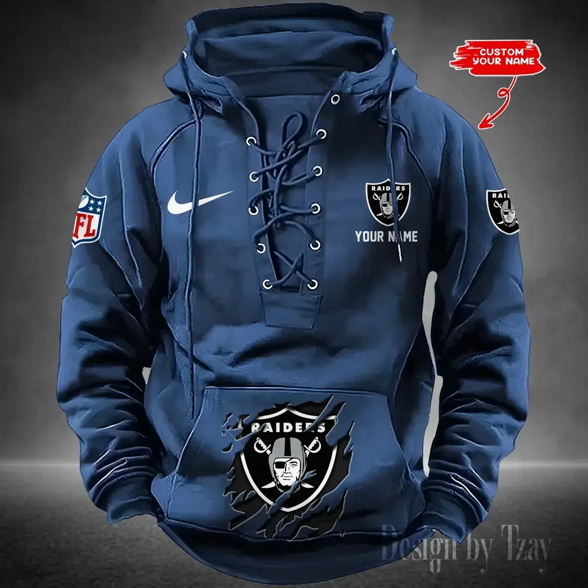 Las Vegas Raiders Men's Hooded Lace-up Hoodie PBGNN2M