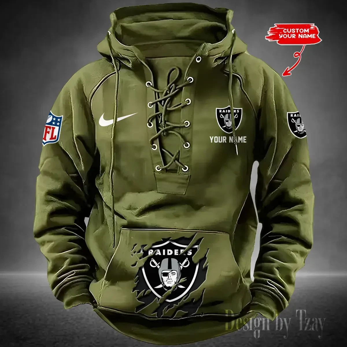 Las Vegas Raiders Men's Hooded Lace-up Hoodie PBGNN2M