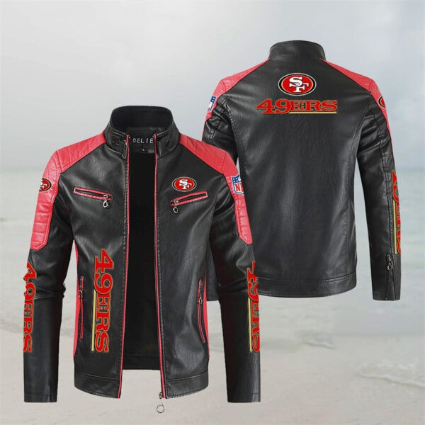 San Francisco 49ers Stand Collar Leather Jacket PBXDZ7A