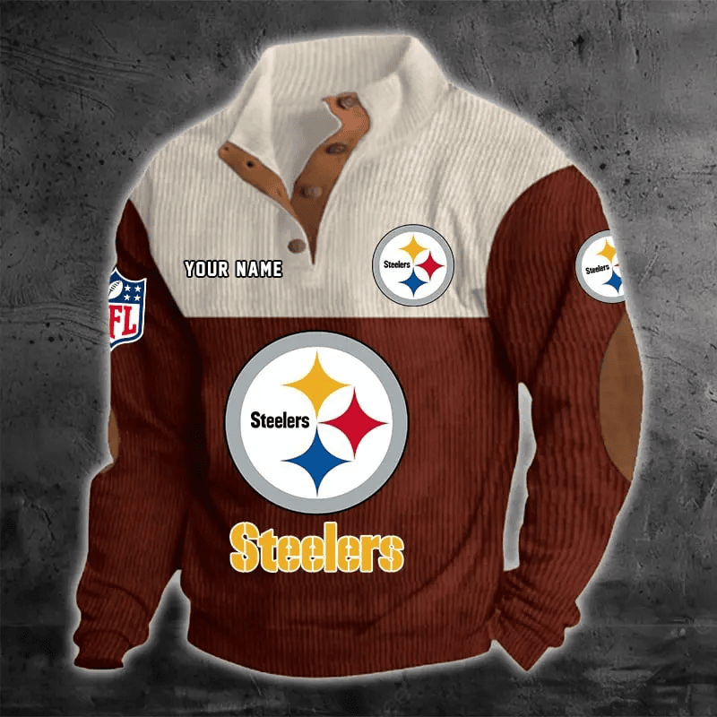 Pittsburgh Steelers Color Block Stand Collar Sweatshirt PB22966