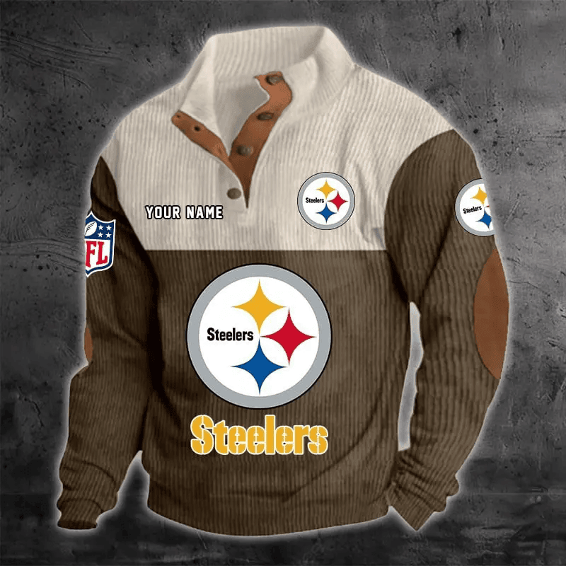 Pittsburgh Steelers Color Block Stand Collar Sweatshirt PB22966