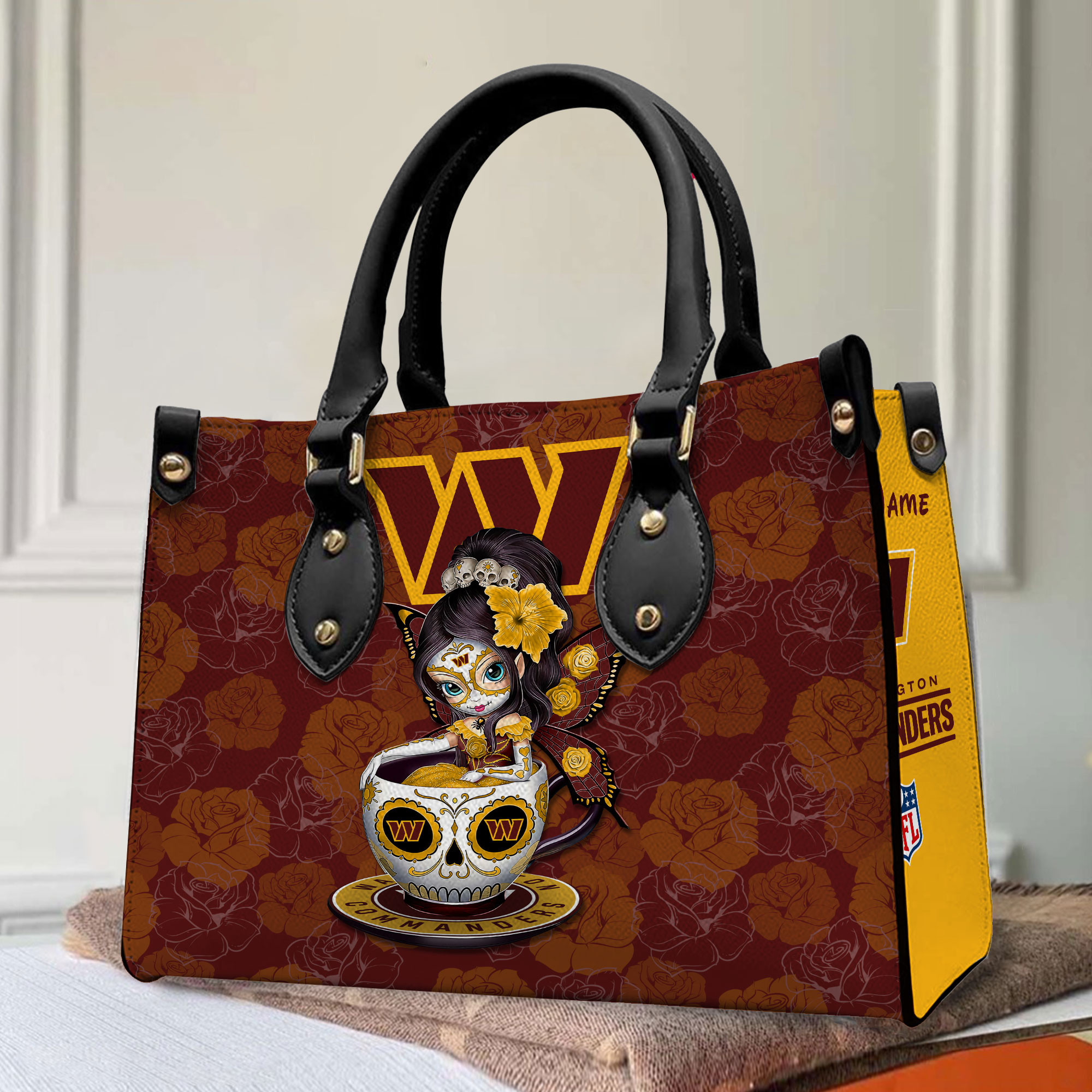 Washington Commanders Personalized Leather Hand Bag PBOD067