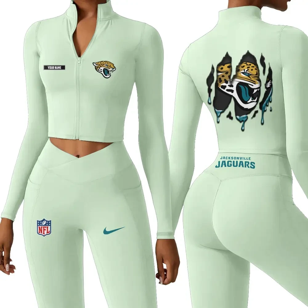 Jacksonville Jaguars Zipper Sports Top Women Gym Long Sleeve for Fitness SPTZSTW148