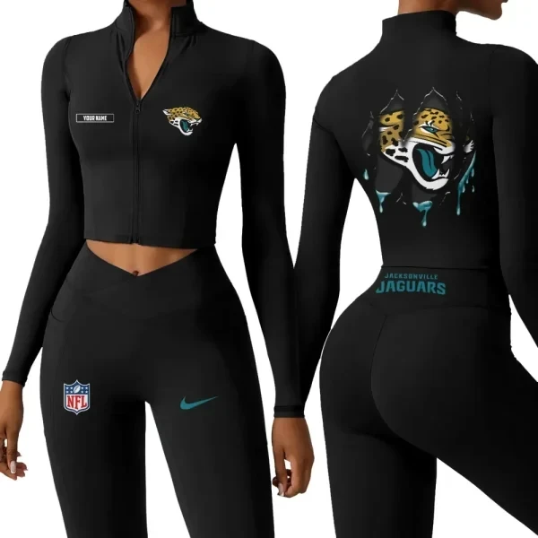 Jacksonville Jaguars Zipper Sports Top Women Gym Long Sleeve for Fitness PB527CC