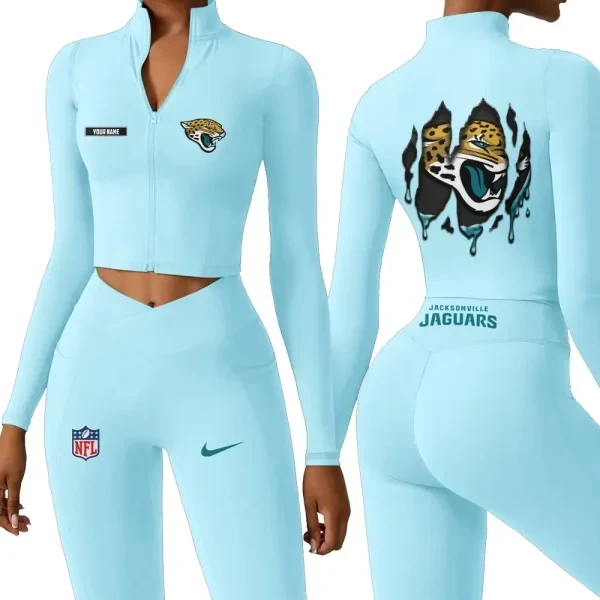 Jacksonville Jaguars Zipper Sports Top Women Gym Long Sleeve for Fitness PB527CC
