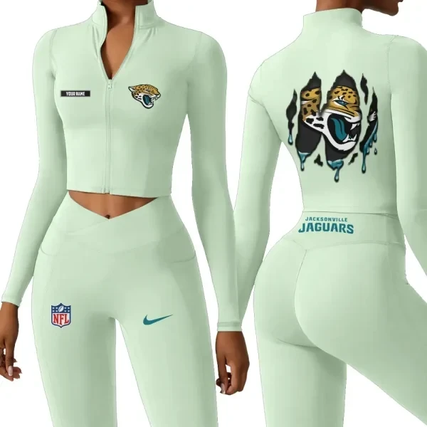 Jacksonville Jaguars Zipper Sports Top Women Gym Long Sleeve for Fitness PB527CC