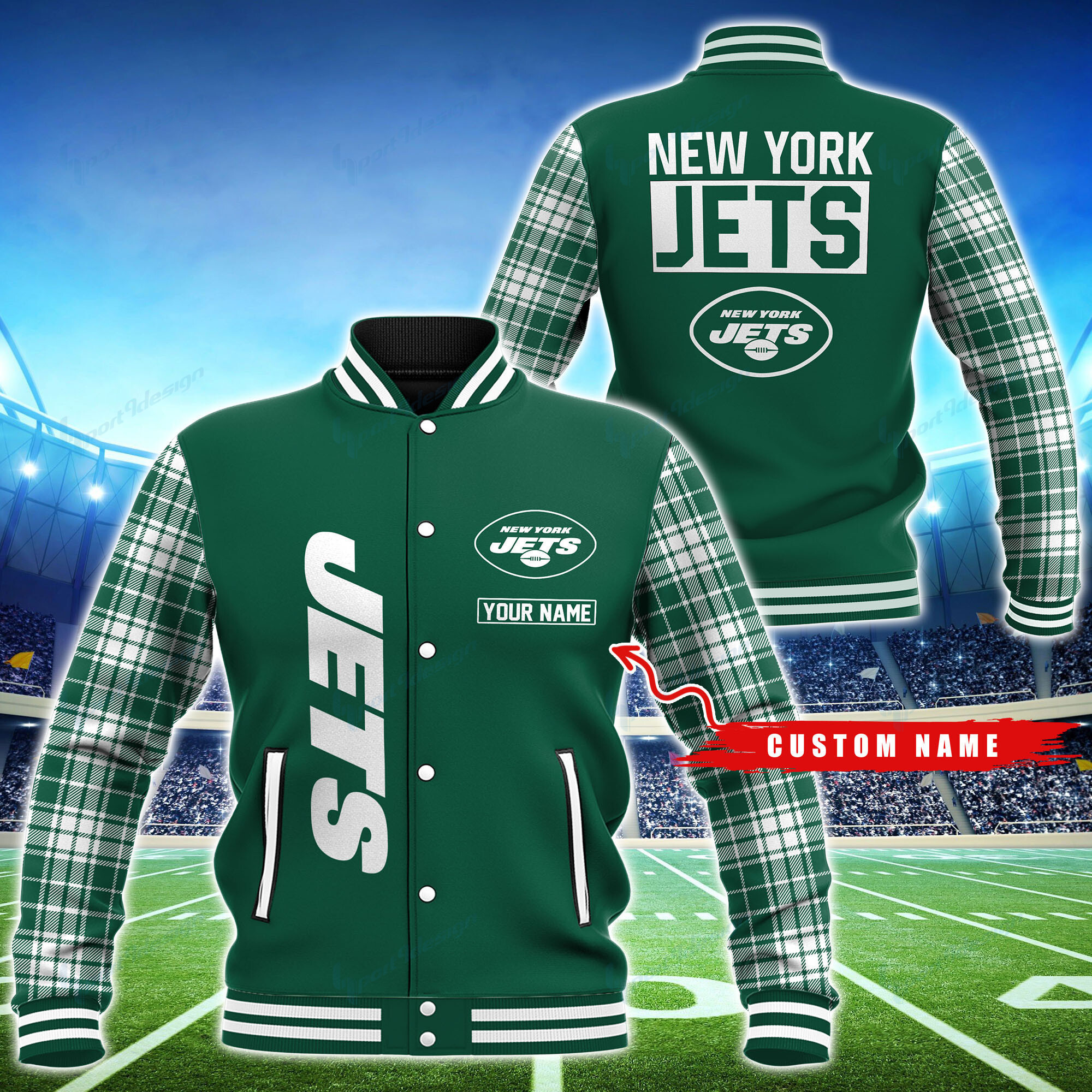 New York Jets Personalized Baseball Jacket BG54