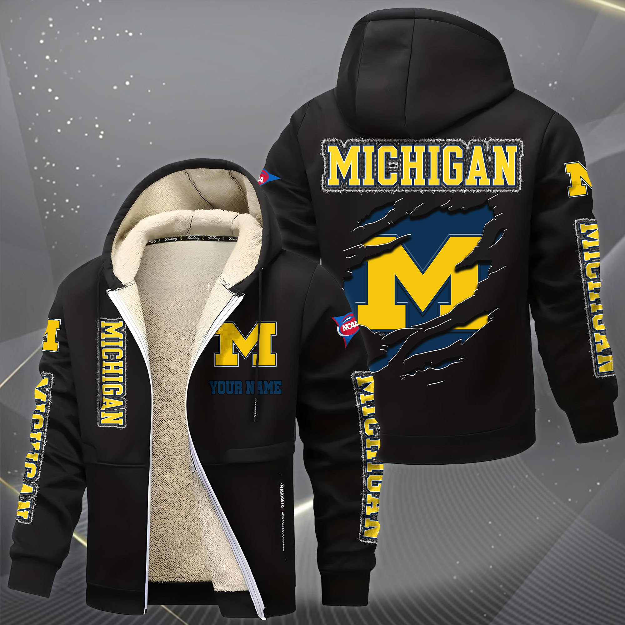 Michigan Wolverines Hoodies Zip Velvet Coat ANZ44FG