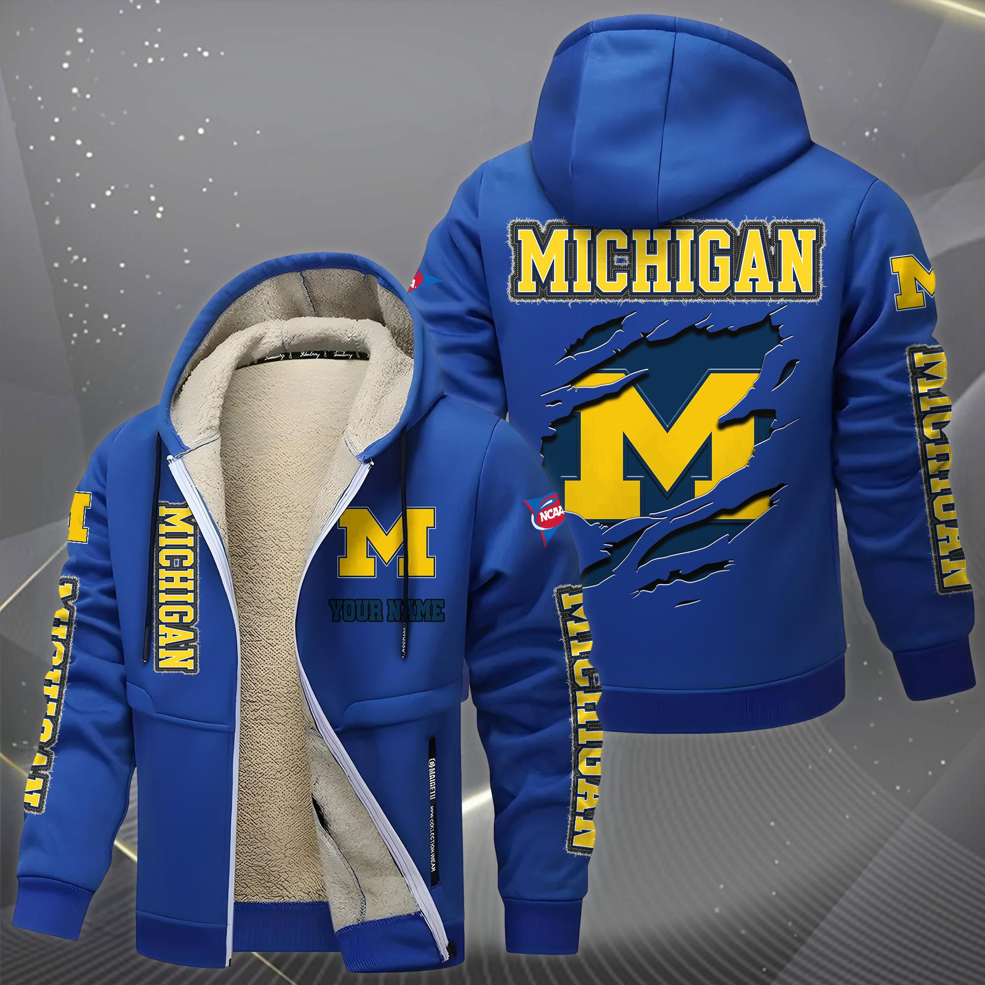 Michigan Wolverines Hoodies Zip Velvet Coat PBH3AP9