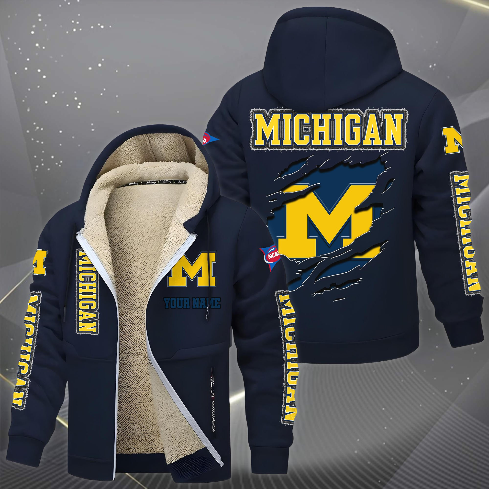 Michigan Wolverines Hoodies Zip Velvet Coat PBH3AP9