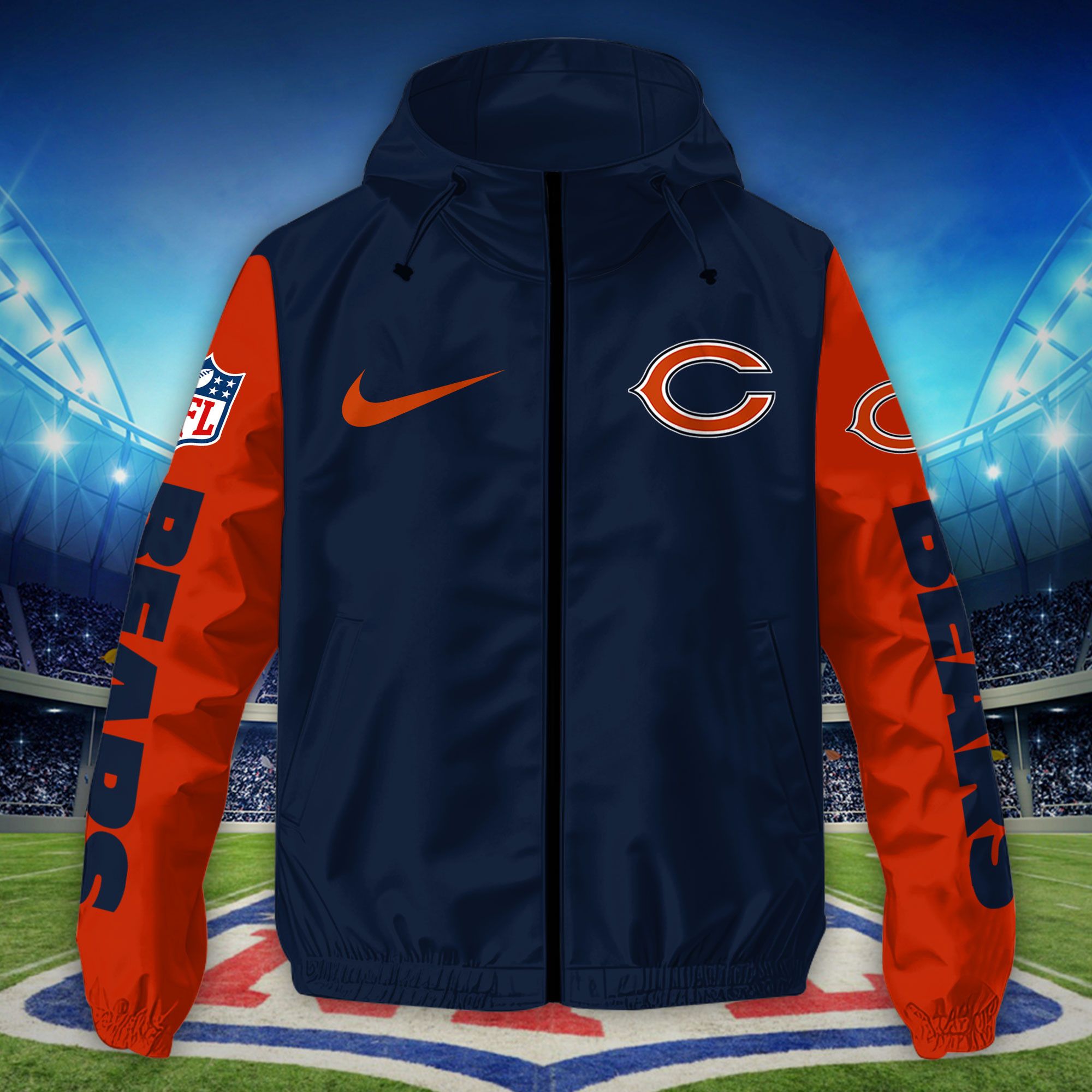 Chicago Bears Custom Windbreaker Outdoor Jacket Sport Fan Gift PBRP2K9