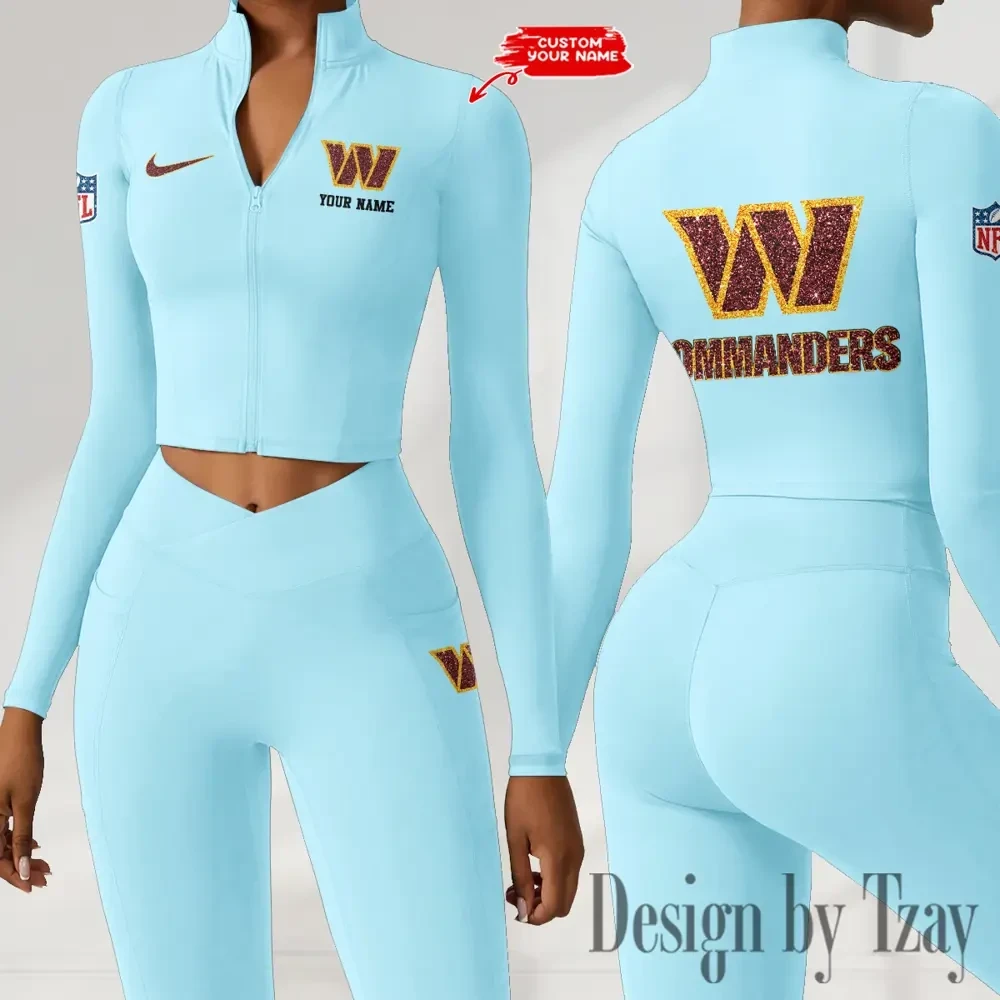Washington Commanders Zipper Sports Top Women Gym Long Sleeve for Fitness SPTZSTW133