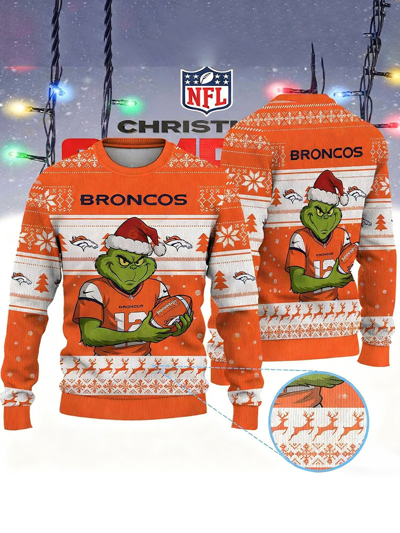 Denver Broncos Christmas Premium Grinch Ugly Sweater GU86