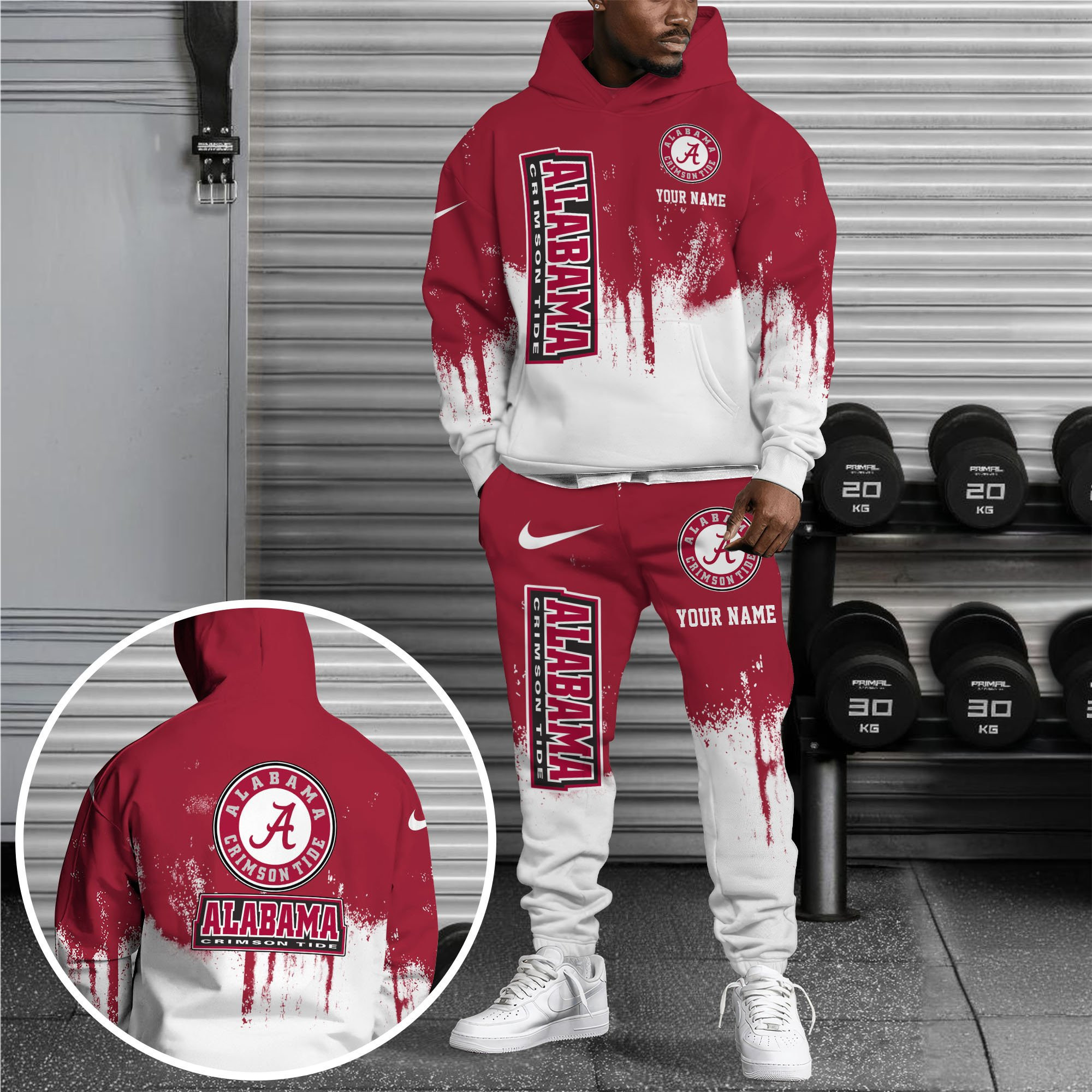 Alabama Crimson Tide Hoodie Sweatpants Set Custom Your name, Sport Hoodie Sweatpants Set, Sport Gifts For Fan EHIVM-62880