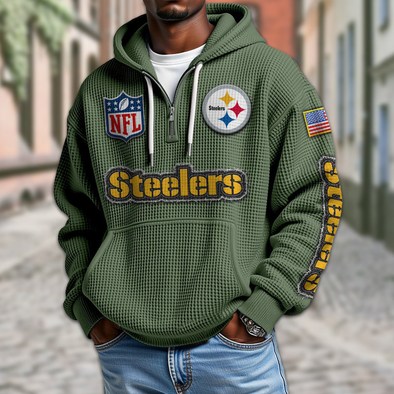 Pittsburgh Steelers Waffle Half Zip Hoodie PBN3NCX