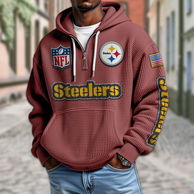 Pittsburgh Steelers Waffle Half Zip Hoodie PBN3NCX