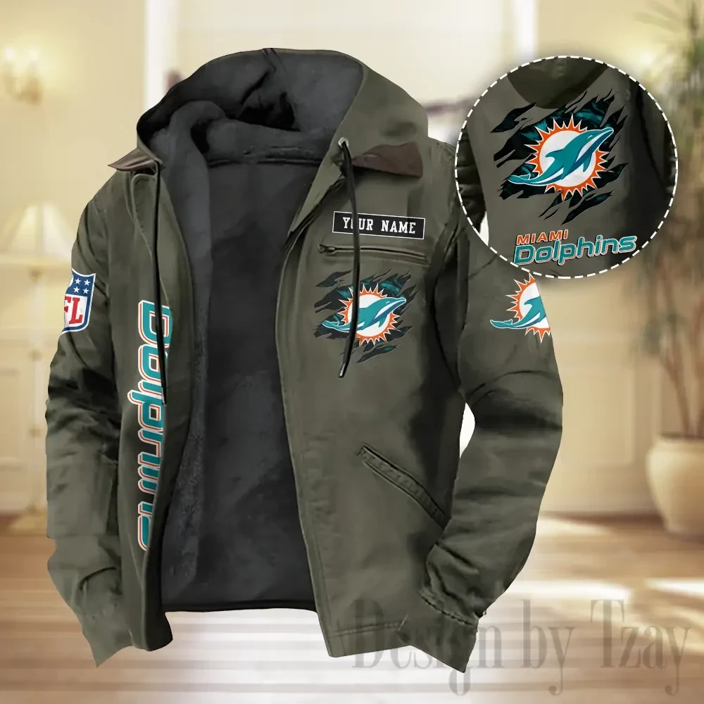 Miami Dolphins Men Classic Badge Winter Jacket SPTPJH213